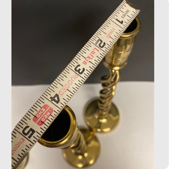 Open Twist Brass Candlesticks Set of Two Candleholders Decor - Picture 7 of 11